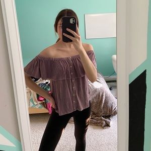 Aeropostale Purple Open Shoulder Top